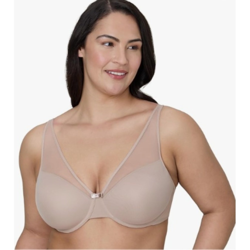 Wonderbra 2 Ways to Wear Underwire Bra 40D Beige Mesh Trim Minimalist E2677H - Picture 2 of 14